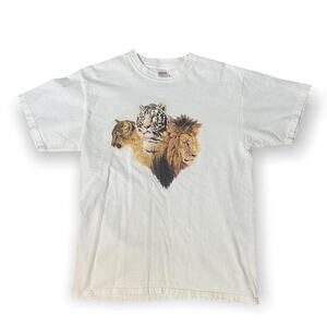 Vintage 90s human i tees cat tiger